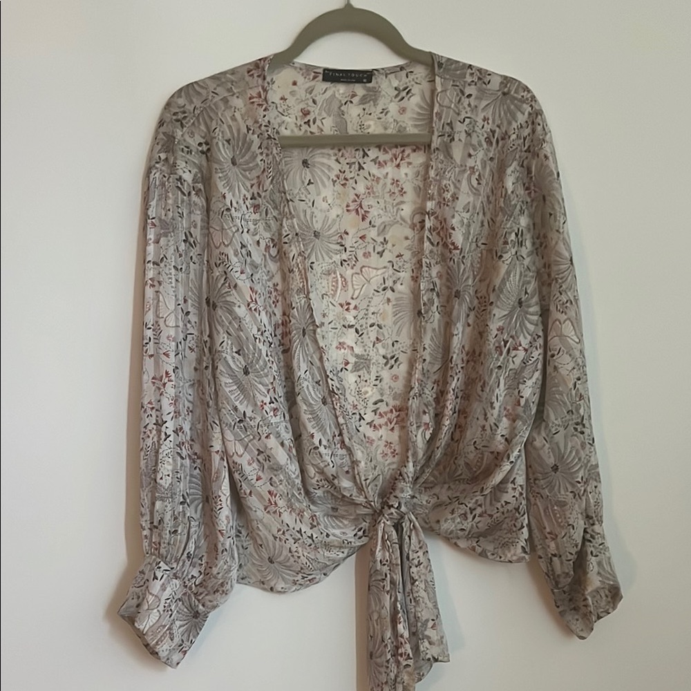 Final Touch Gold Relaxed Tie-Front Blouse